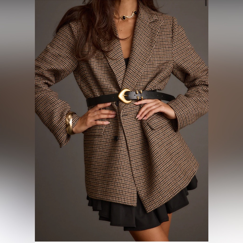 12th Tribe West Village Brown Plaid Blazer